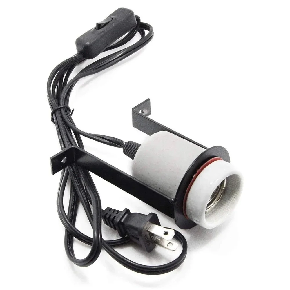 Reptile Ceramic Heat Lamp Holder Pet Heater Bracket for 300W‎ Bulb Black White